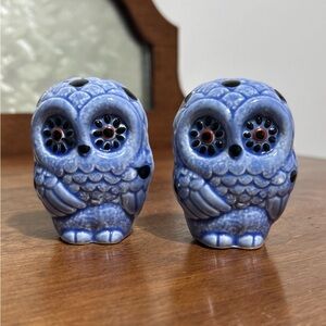 Owl Salt & Pepper Shakers - Blue